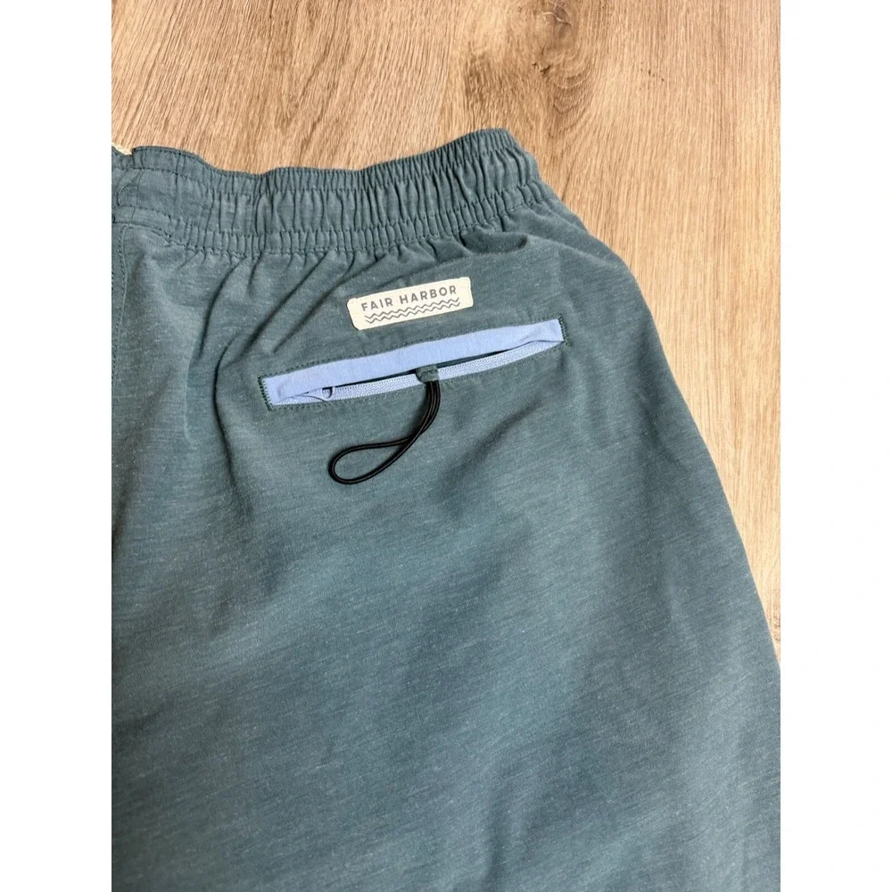 Fair Harbor XL Mens Hybrid Swim‎ Trunks Shorts Blue Striped Elastic Waist Casual